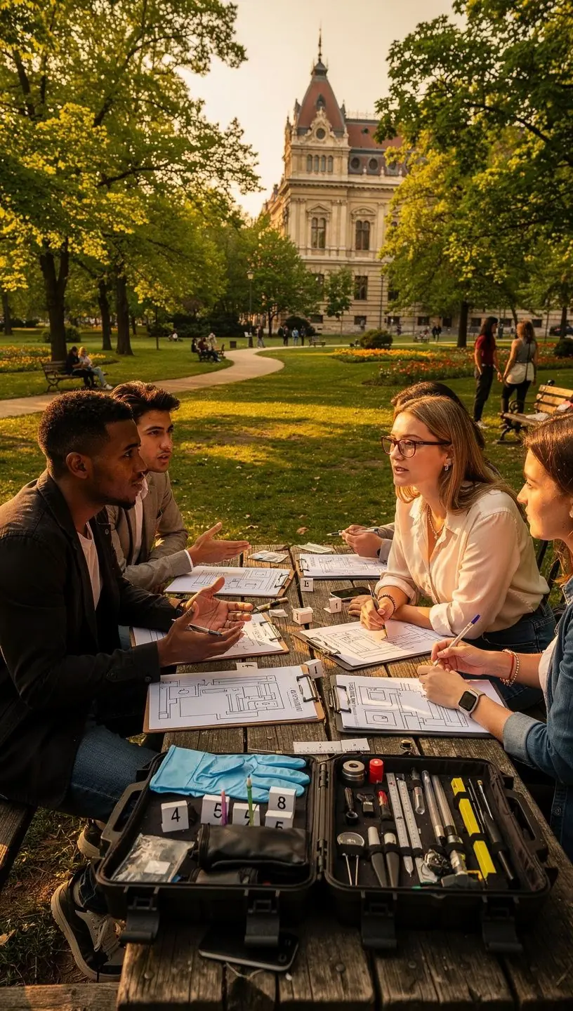 Bűnügyi laboratórium, ahol szakértők elemzik a bizonyítékokat és nyomokat.