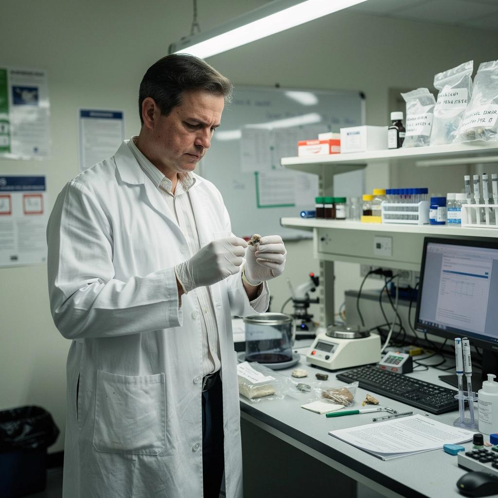 Egy bűnügyi helyszín, ahol rendőrök és nyomozók dolgoznak a bizonyítékok gyűjtésén.