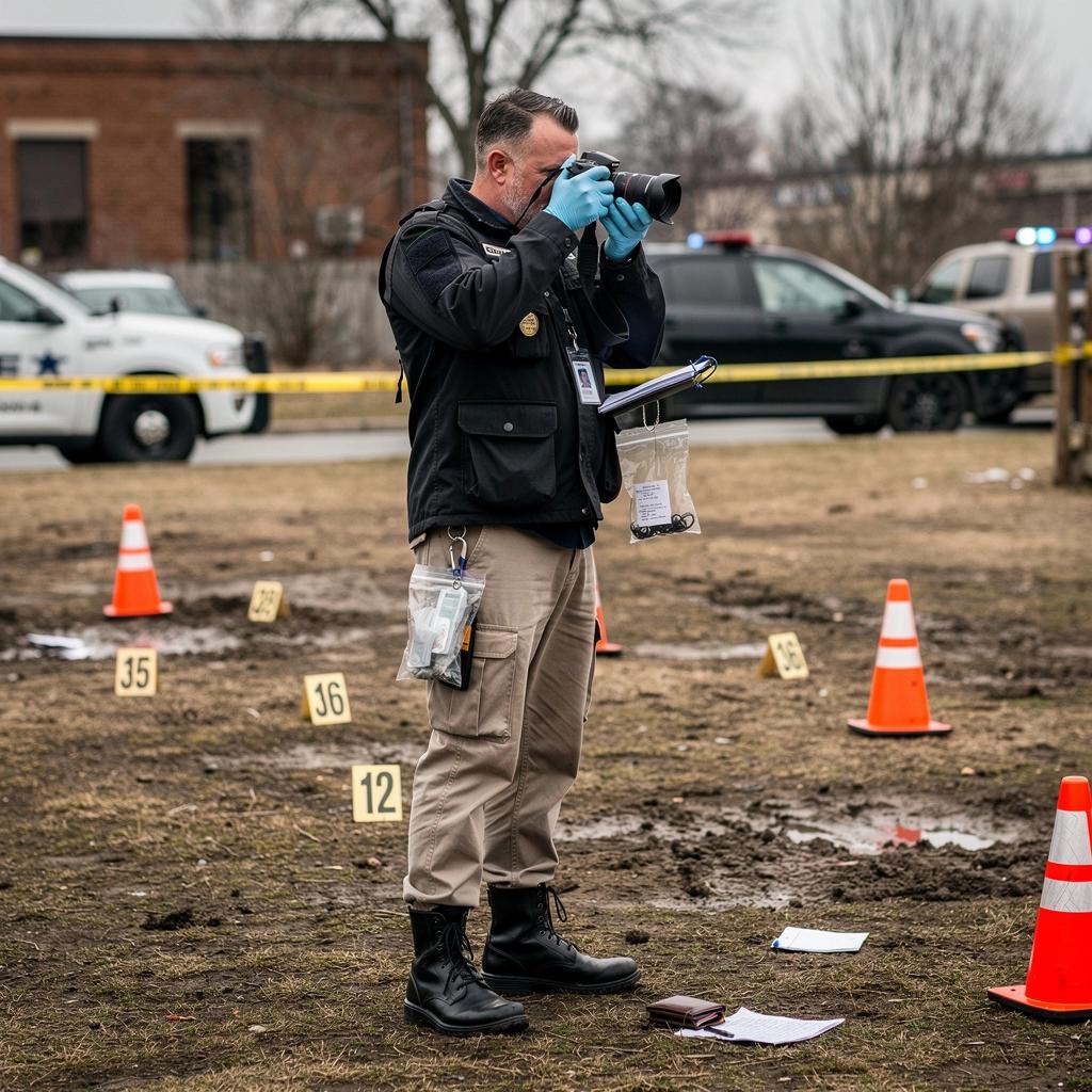 Szakértői előadás a bűnügyi tudományokról, figyelmes hallgatósággal.